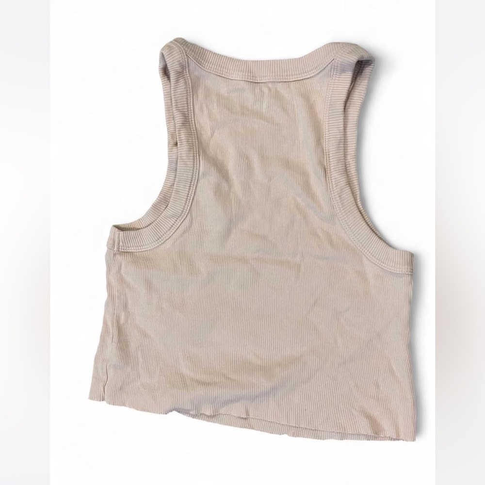 Aerie Pale Pink Ribbed Cropped Tank Top Medium Summervibes - Picture 3 of 3